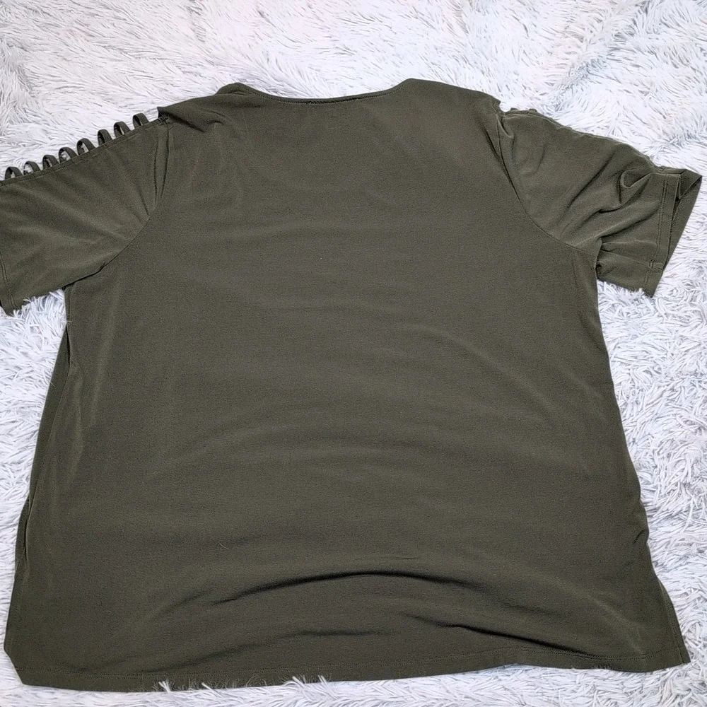Michael Kors Shirt Womens 2X Green Top Comfort Casual Preppy Soft Preppy Stretch